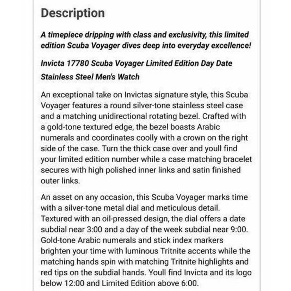Invicta Pro Diver Voyager 17780 Ltd Ed Watch #412/800 Men’s Scuba Stainless LE